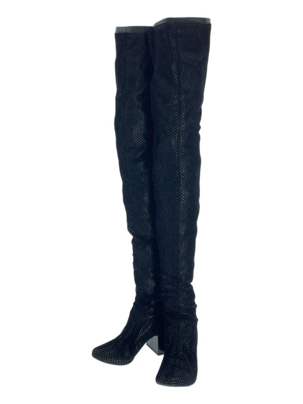 MM6 Maison Margiela Fishnet Mesh Leather over the knee Boots